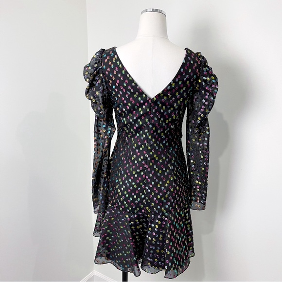 Marchesa Notte Black Dress Women's Multicolor Polka Dot Size 4 - Picture 4 of 14